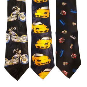 Motorcycle Cars Ties #23 - Lot of 3 Novelty Neckties NWT Going out of Business